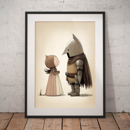 »Sullen Squire And The Princess« retro poster