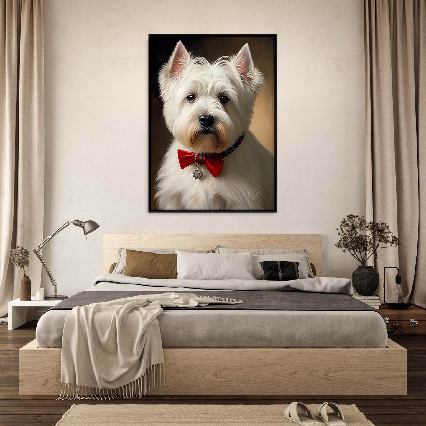 »West Highland White Terrier med rosett«