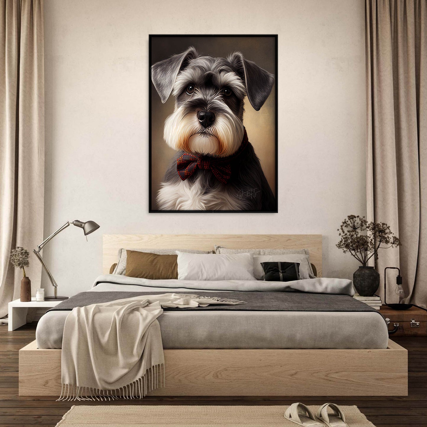 »Miniature Schnauzer med rosett«