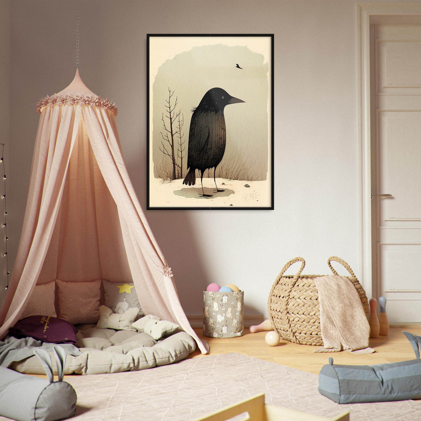 »Crow Caw And Cogitate« retro poster