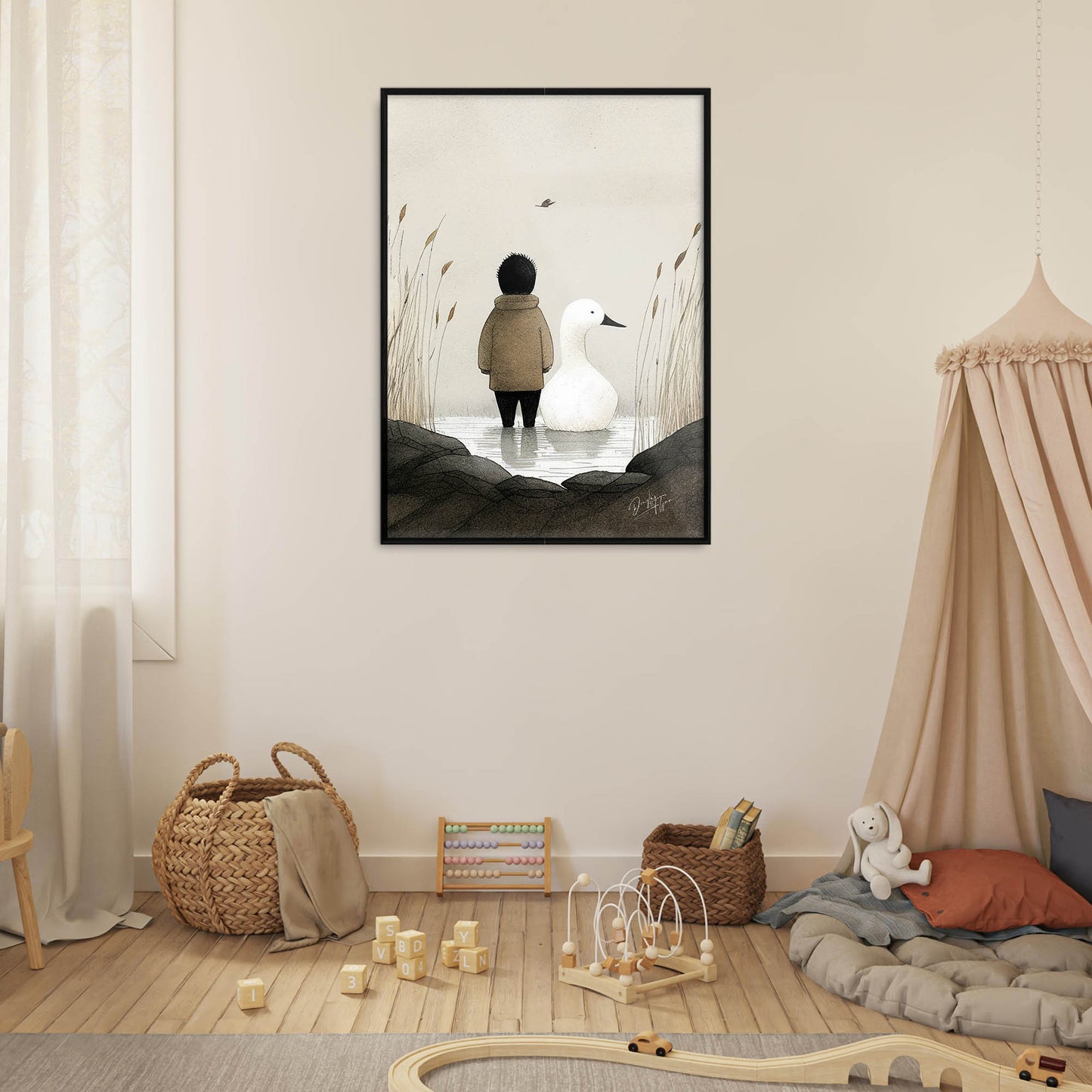 »Duck Pause And Noodle« retro poster
