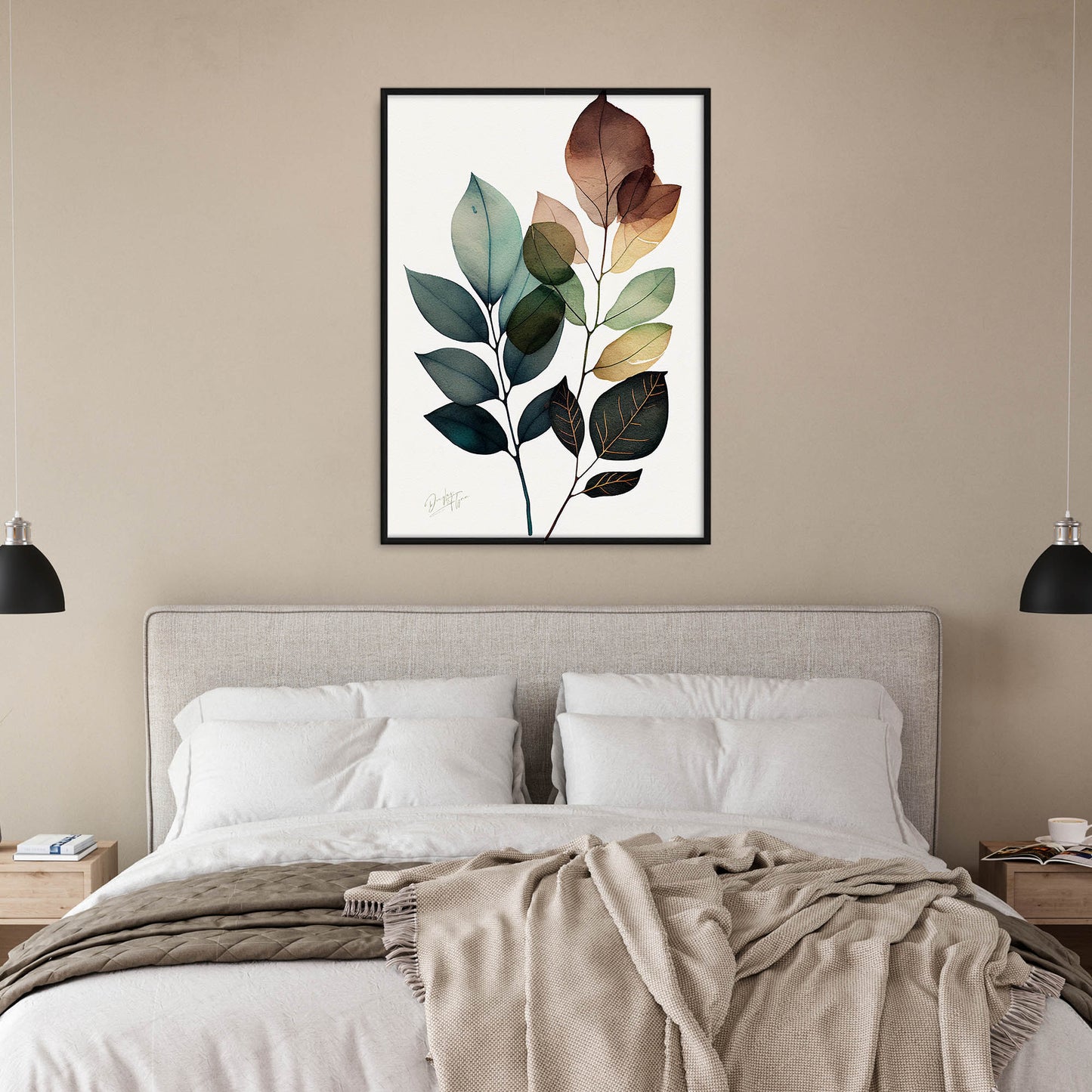 »Brushstrokes of Leaf Bliss« retro poster