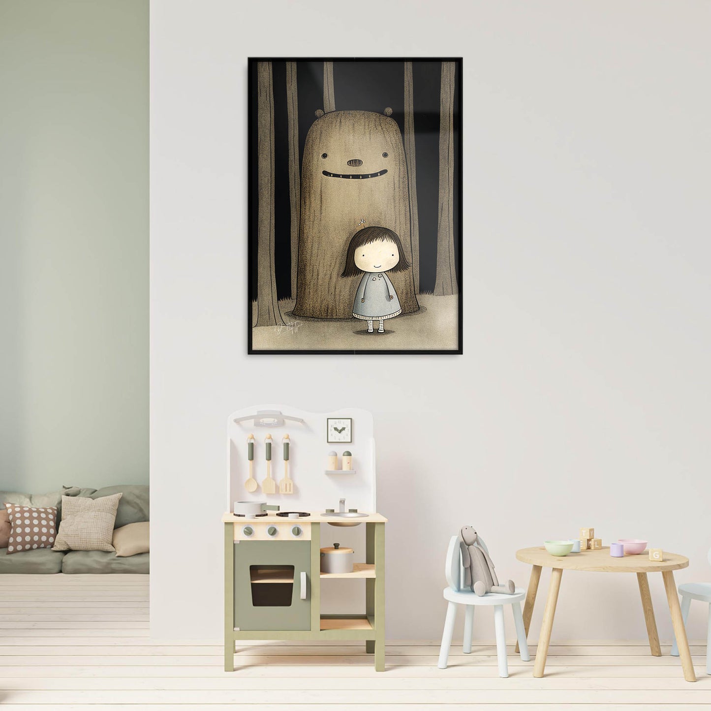 »Fussy Princess And Sulky Troll Playing In The Woods« retro poster