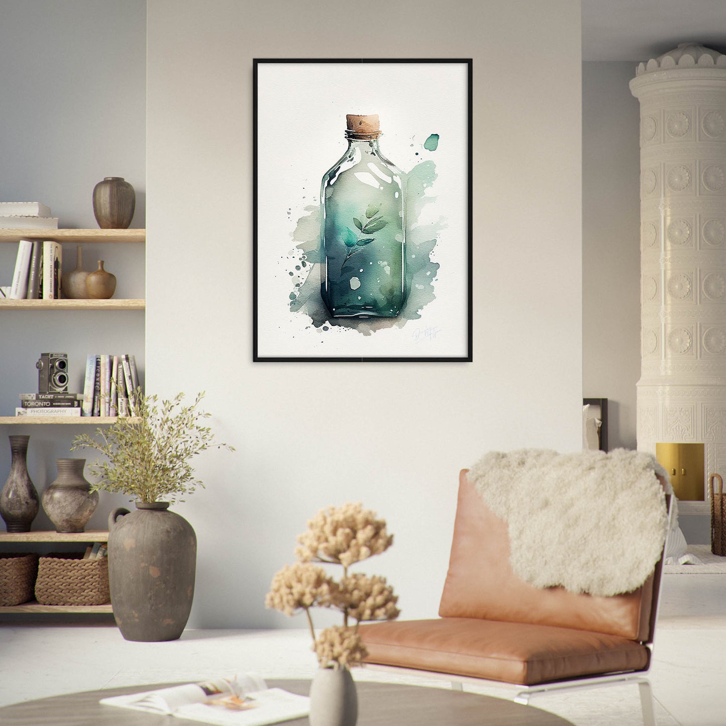 »Lone Bottle Reflections« retro poster