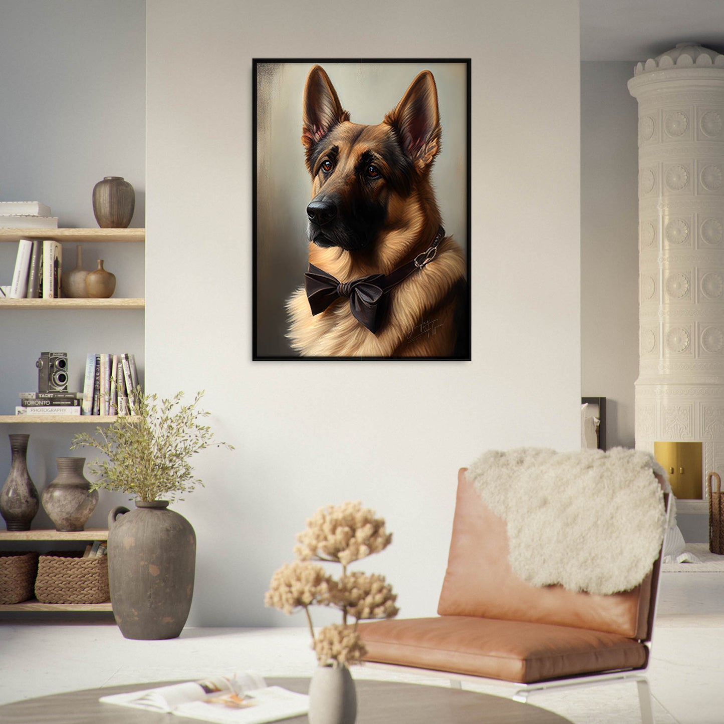 »Tysk schäferhund med rosett«