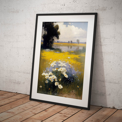 »Wildflowers And The Lake« retro poster