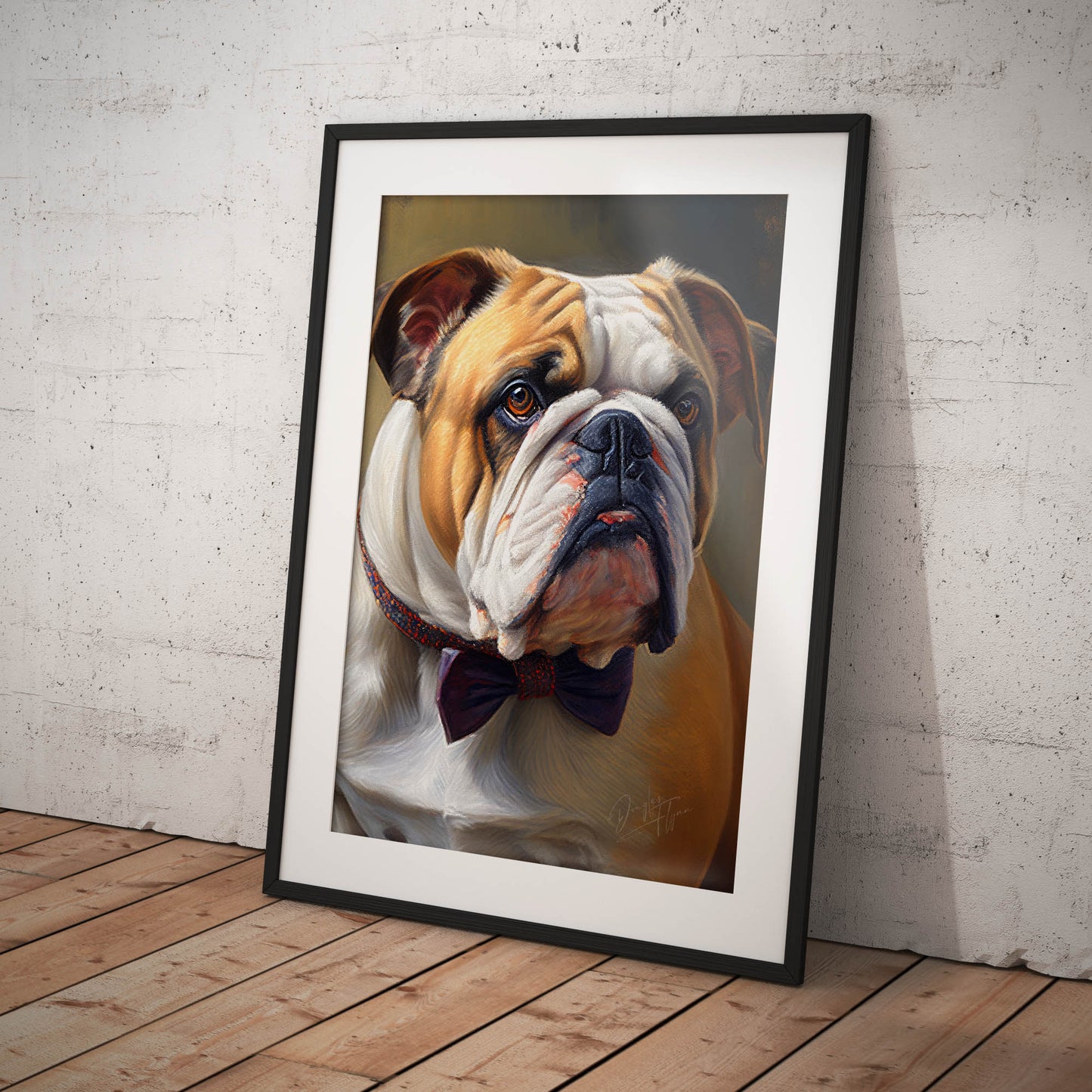 »English Bulldog med rosett«