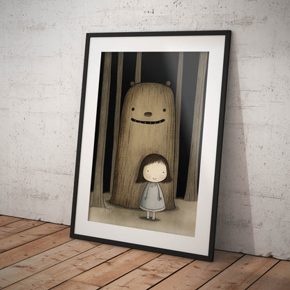 »Fussy Princess And Sulky Troll Playing In The Woods« retro poster