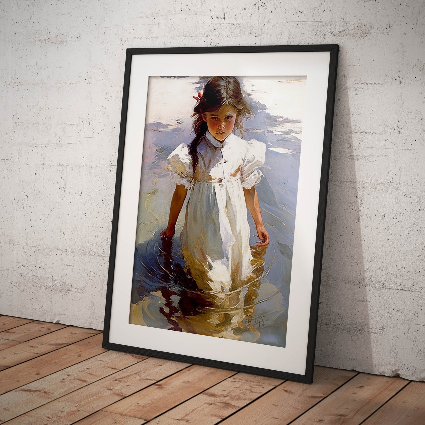 »Lily wading« retro poster