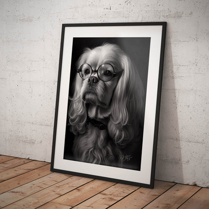 »Spectacled Spaniel« retro poster