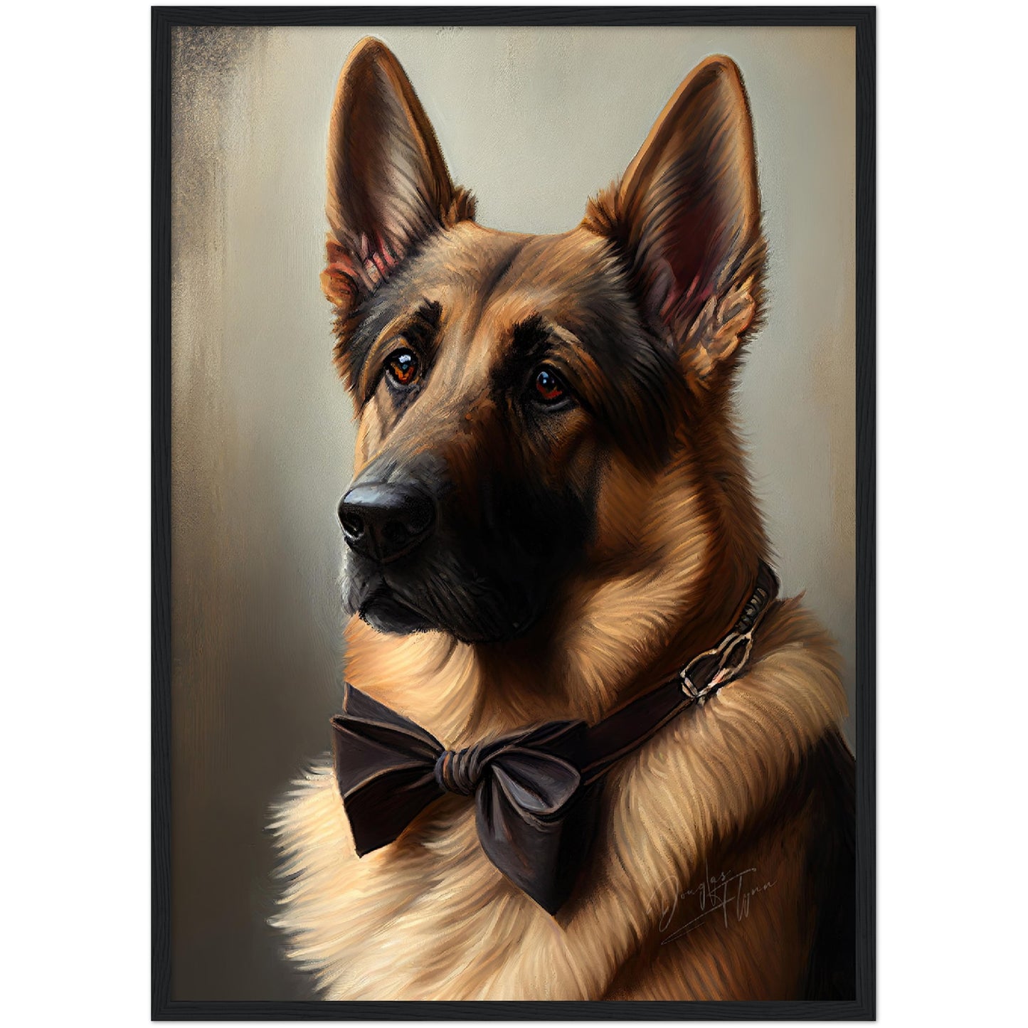 »Tysk schäferhund med rosett«