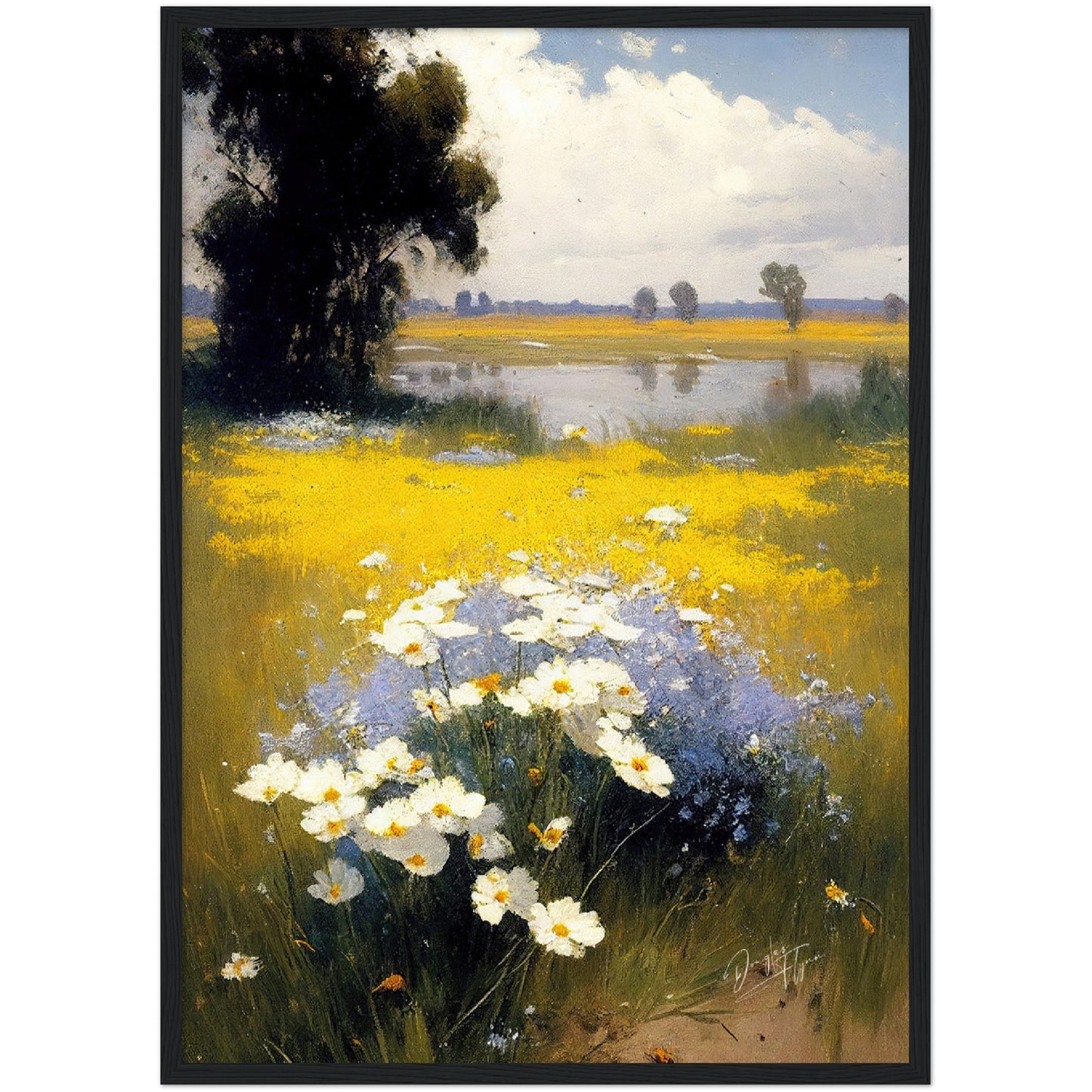 »Wildflowers And The Lake« retro poster