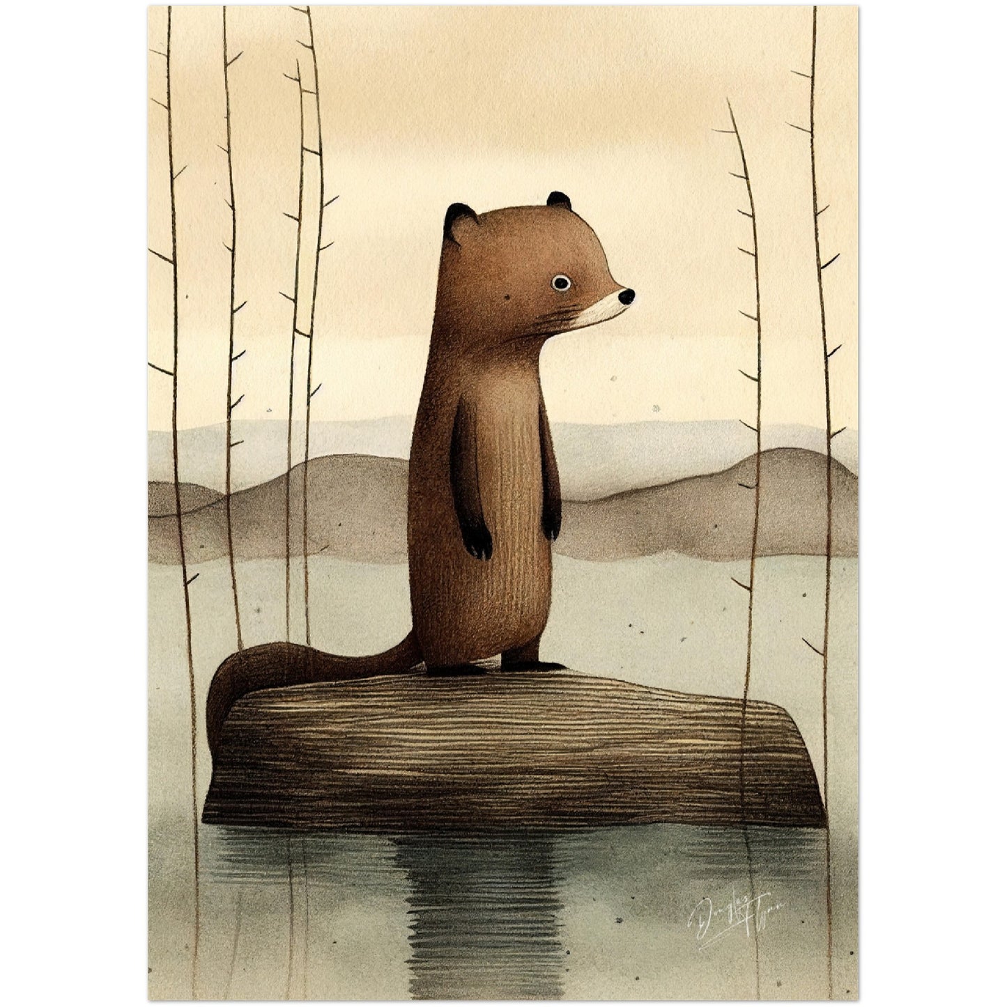 »Beaver Chew And Contemplate« retro poster