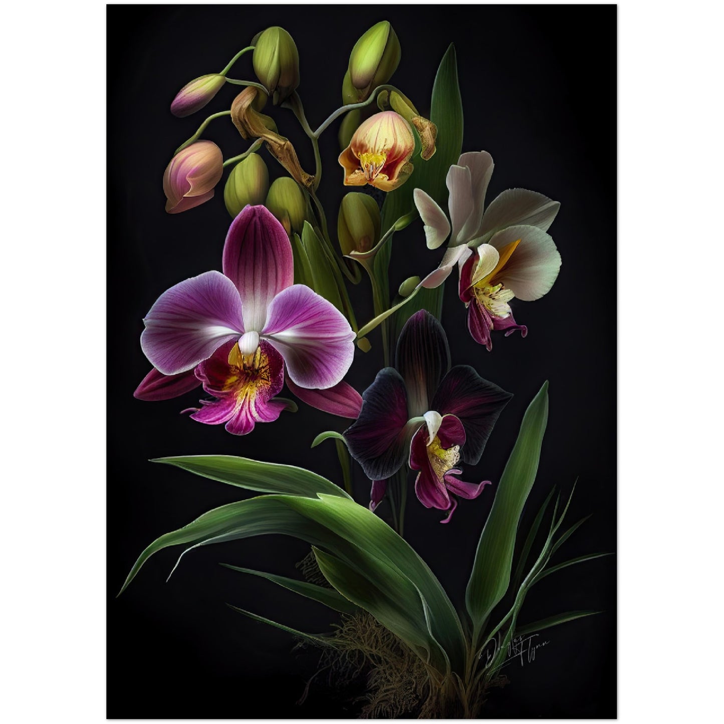 »Flowers in the Moonlight« retro poster