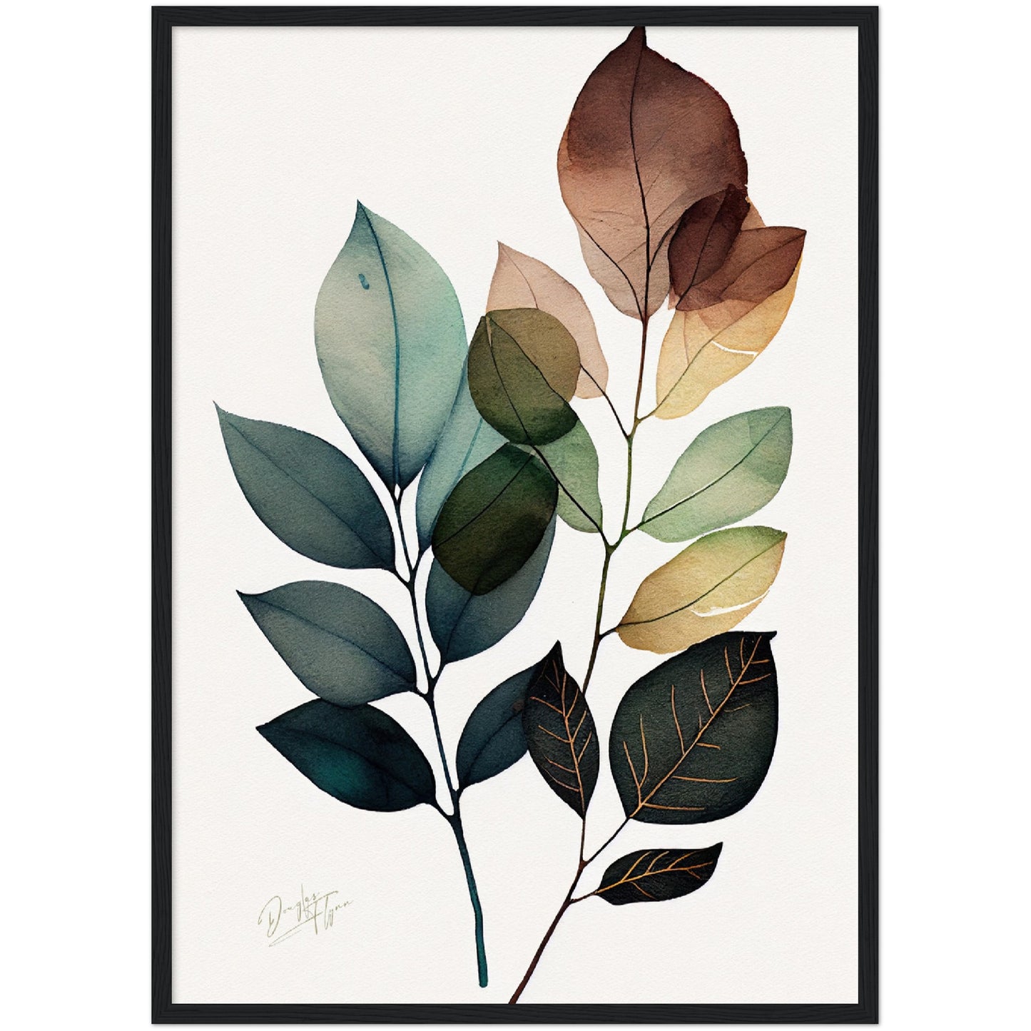 »Brushstrokes of Leaf Bliss« retro poster