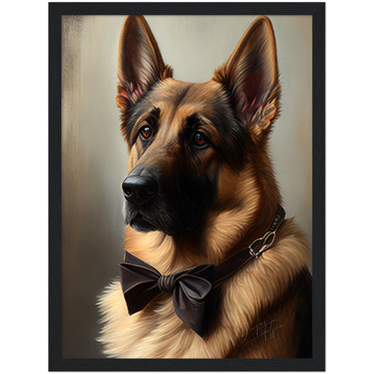 »Tysk schäferhund med rosett«