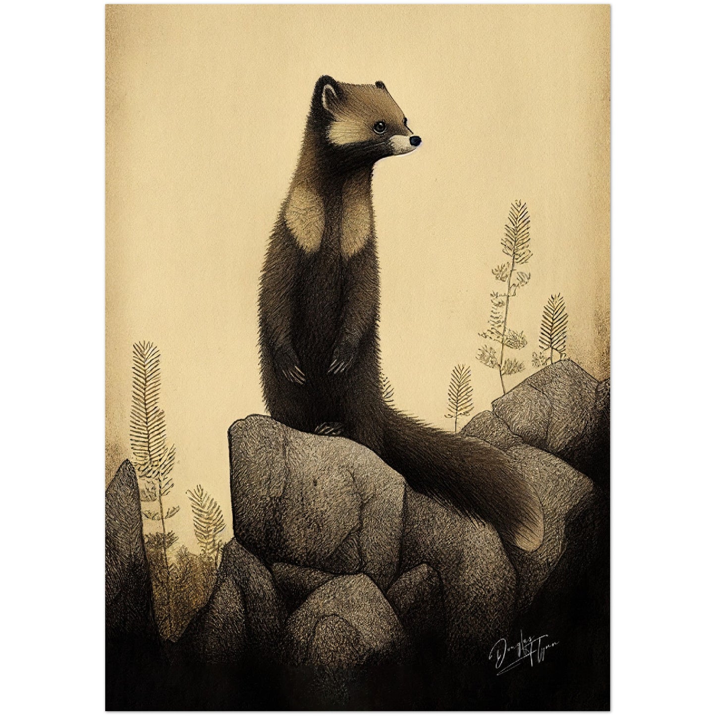 »Marten Listens And Muses« retro poster