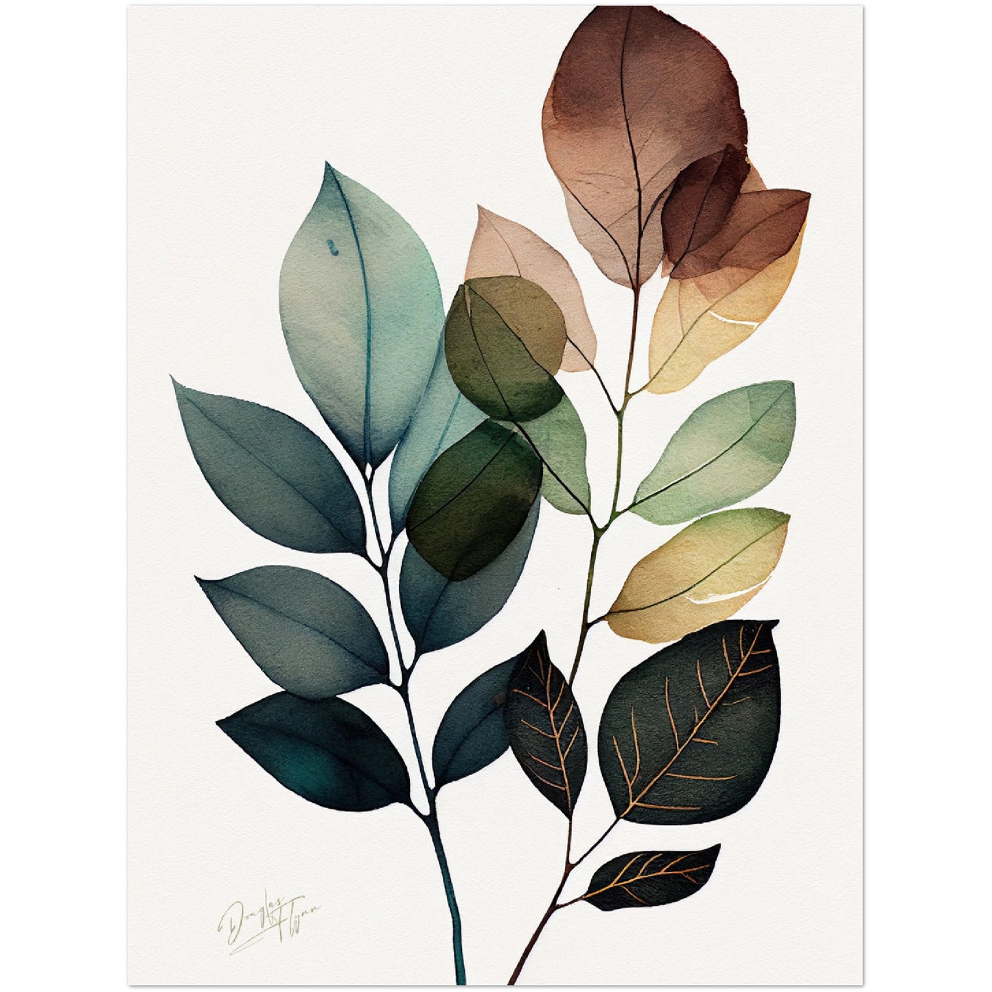 »Brushstrokes of Leaf Bliss« retro poster