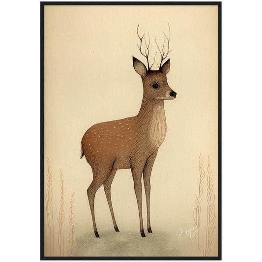 »Roe Deer Pause In Deep Thoughts« retro poster