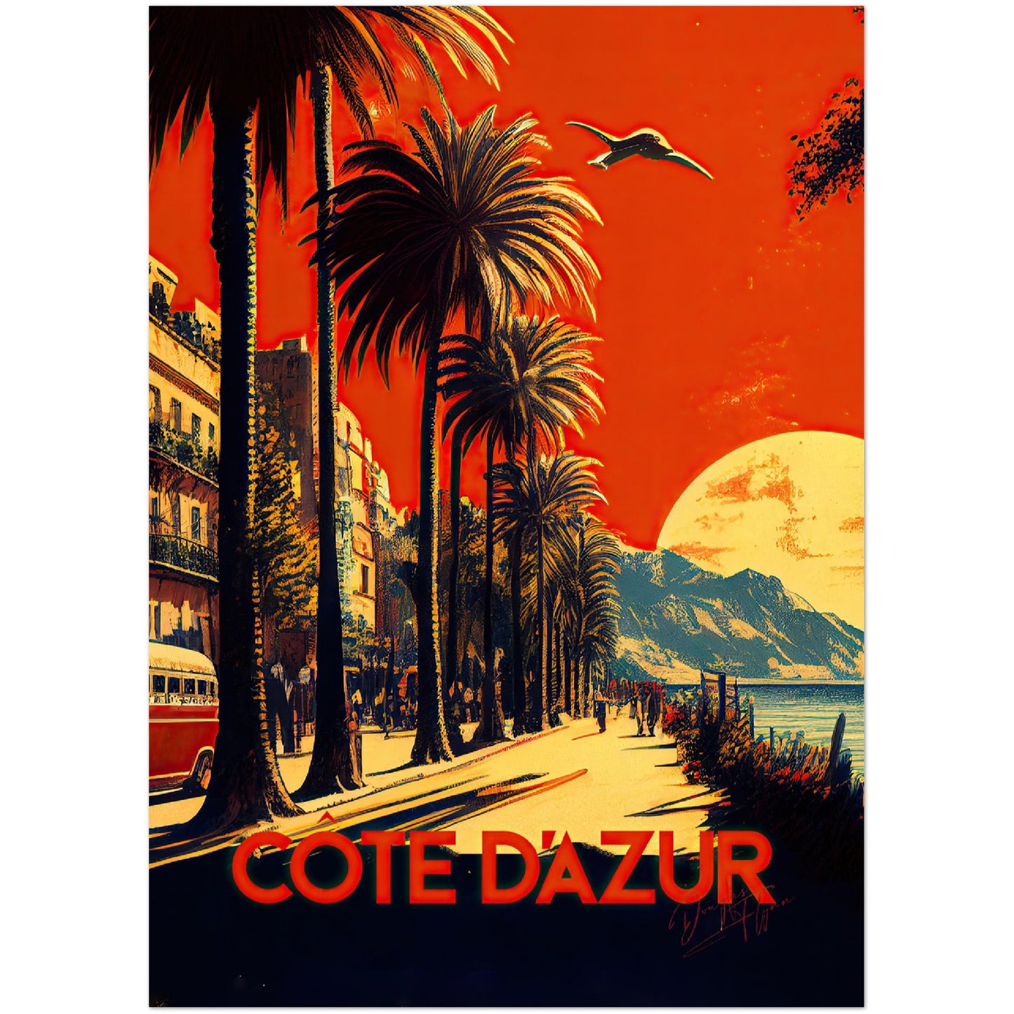 »Côte d'Azur, travel poster« retro poster