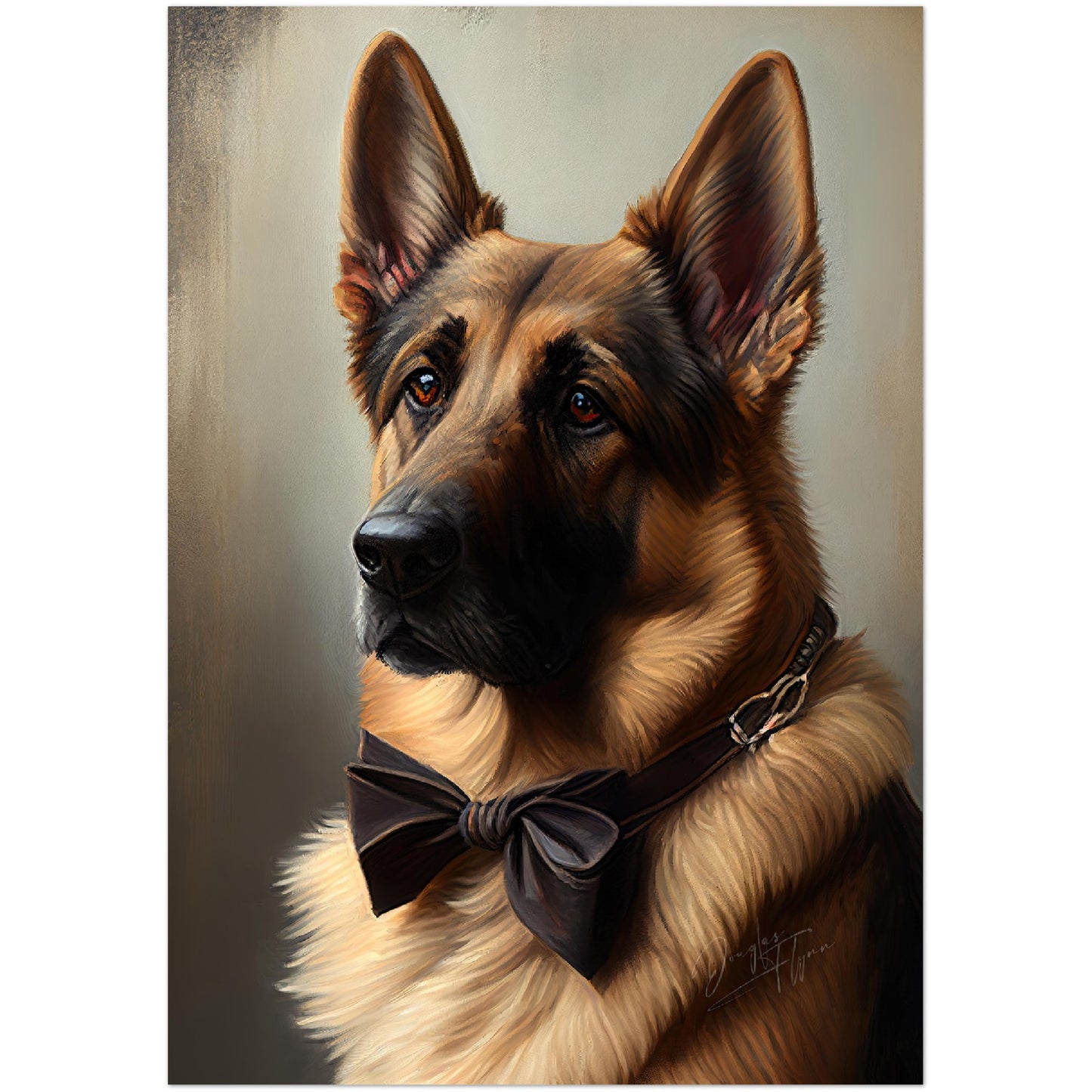 »Tysk schäferhund med rosett«
