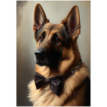 »Tysk schäferhund med rosett«