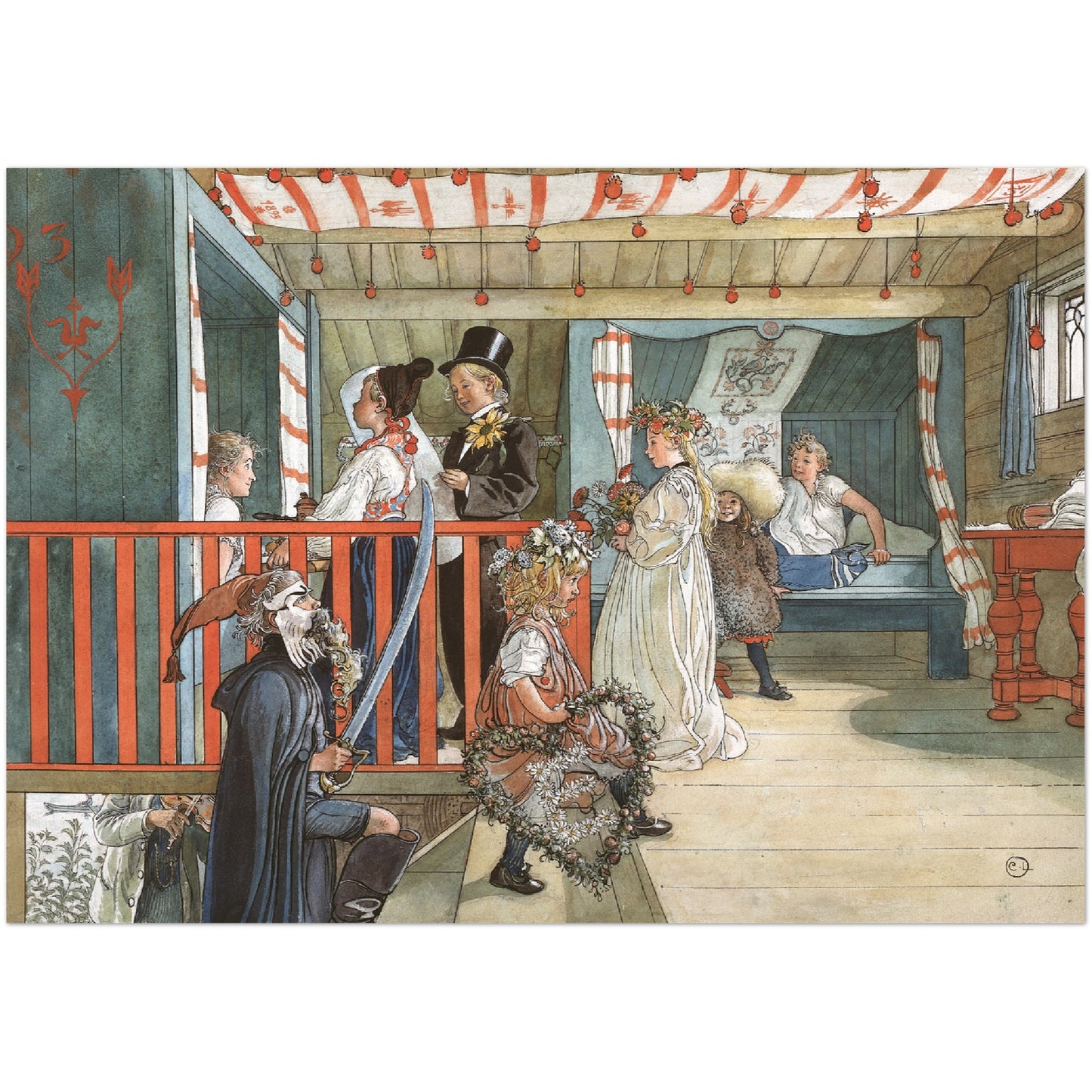 »Namnsdag på härbret« av Carl Larsson