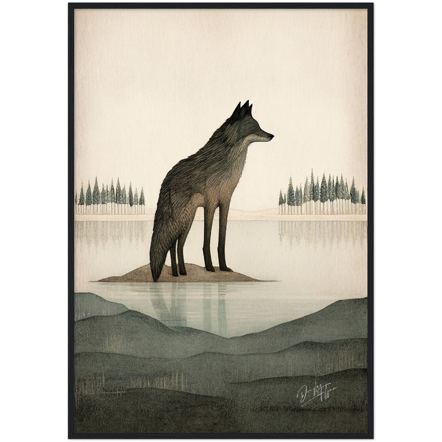 »Wolf Listen and Mull Things Over« retro poster