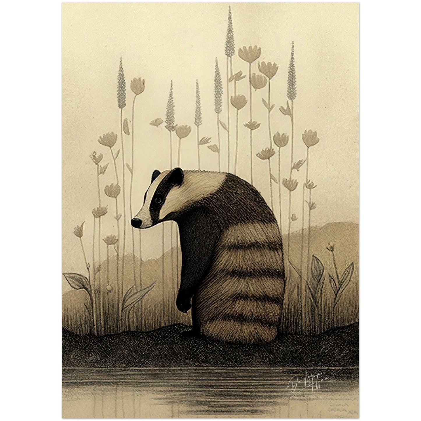 »Badger Nuzzle And Brood« retro poster