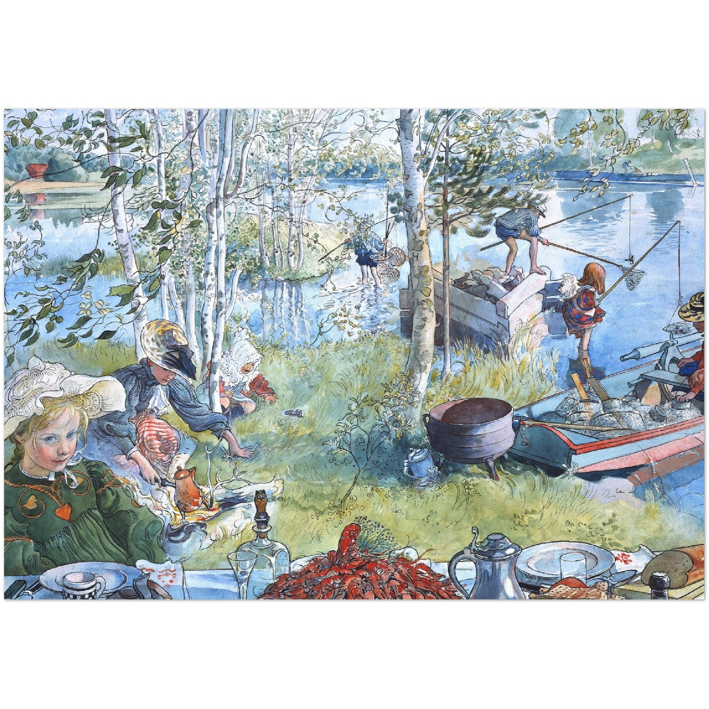 »Kräftfångst« av Carl Larsson
