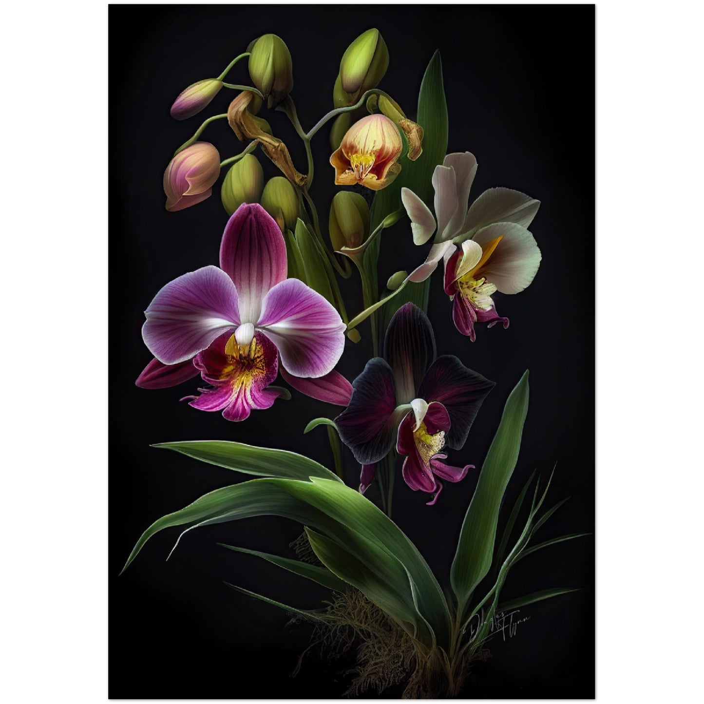 »Flowers in the Moonlight« retro poster