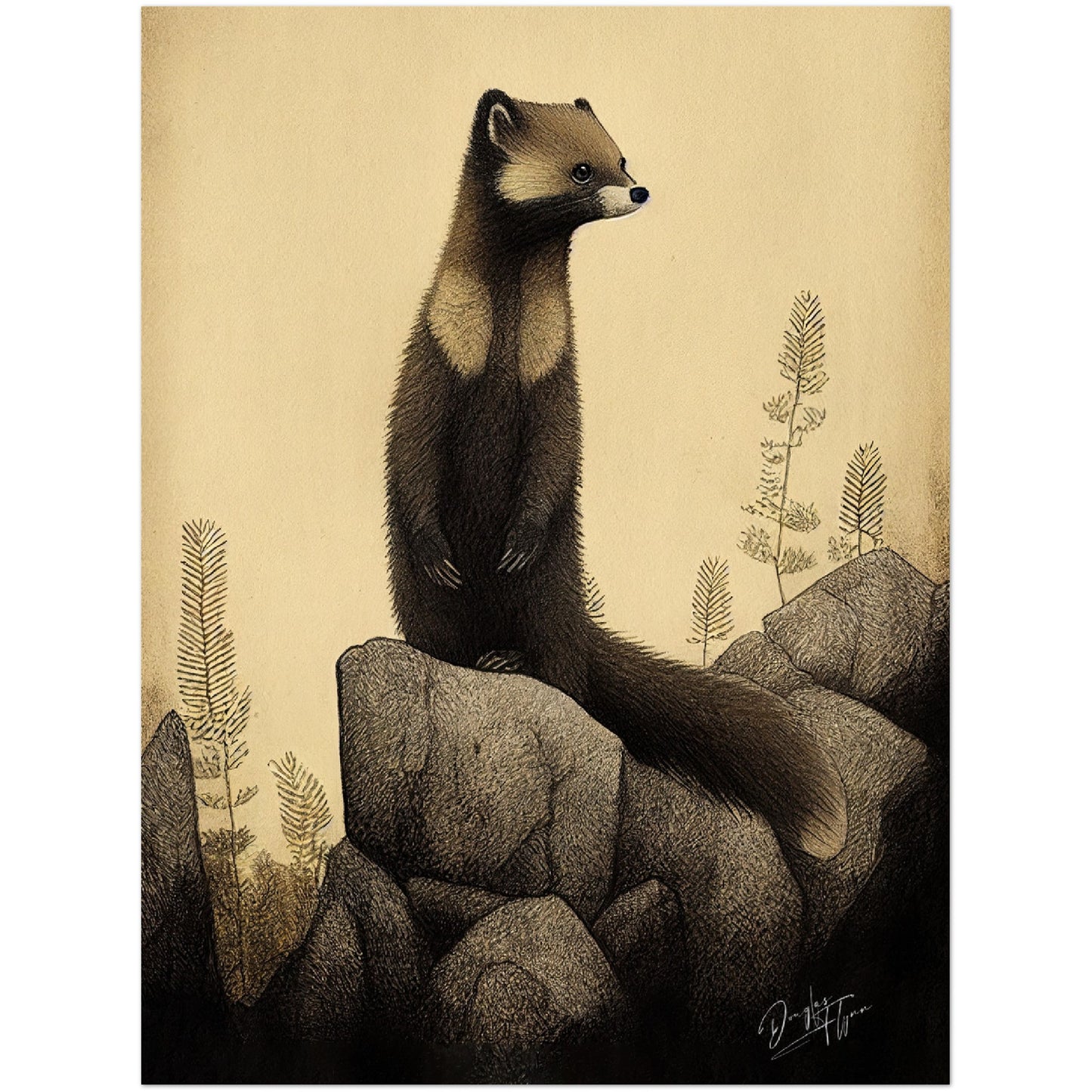 »Marten Listens And Muses« retro poster