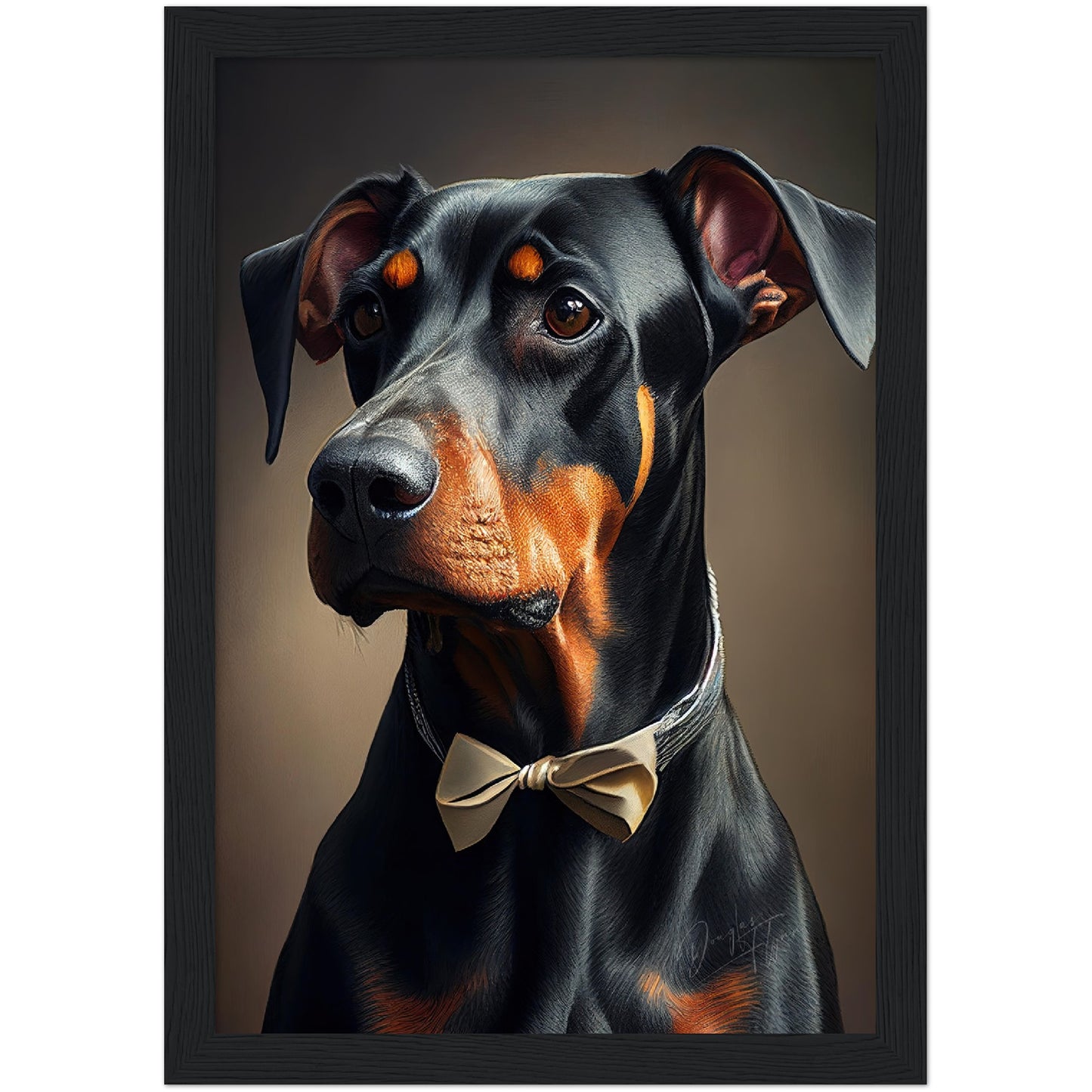 »Doberman Pinscher med rosett«