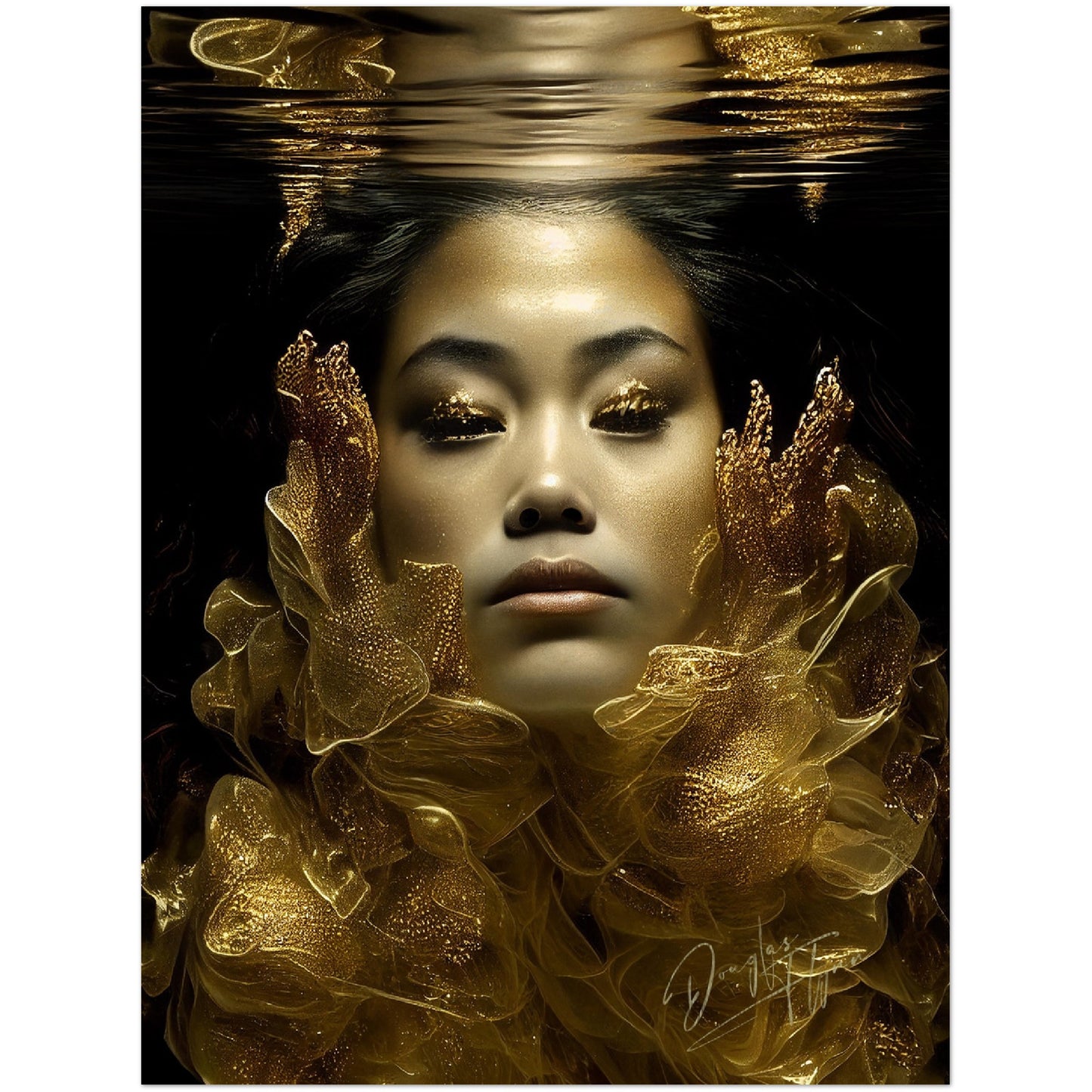 »Golden Mermaid Glamour« retro poster
