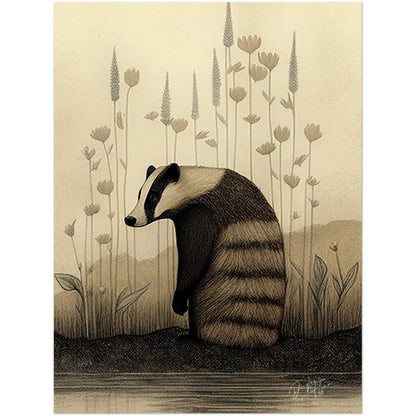 »Badger Nuzzle And Brood« retro poster