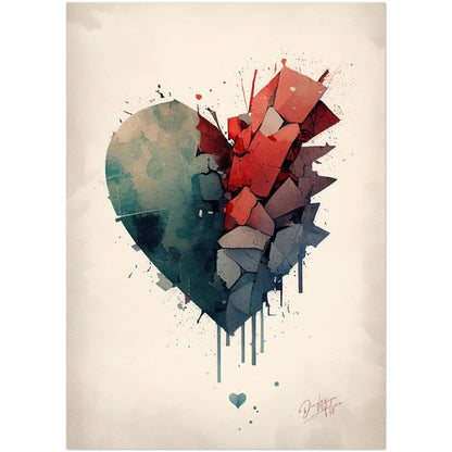 »Broken Heart, Dreams in Water and Pigment« retro poster