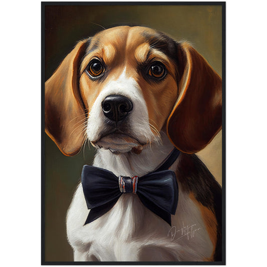 »Beagle med rosett 2« retro poster
