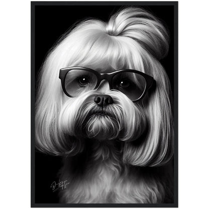 »Insightful Lhasa Apso« retro poster