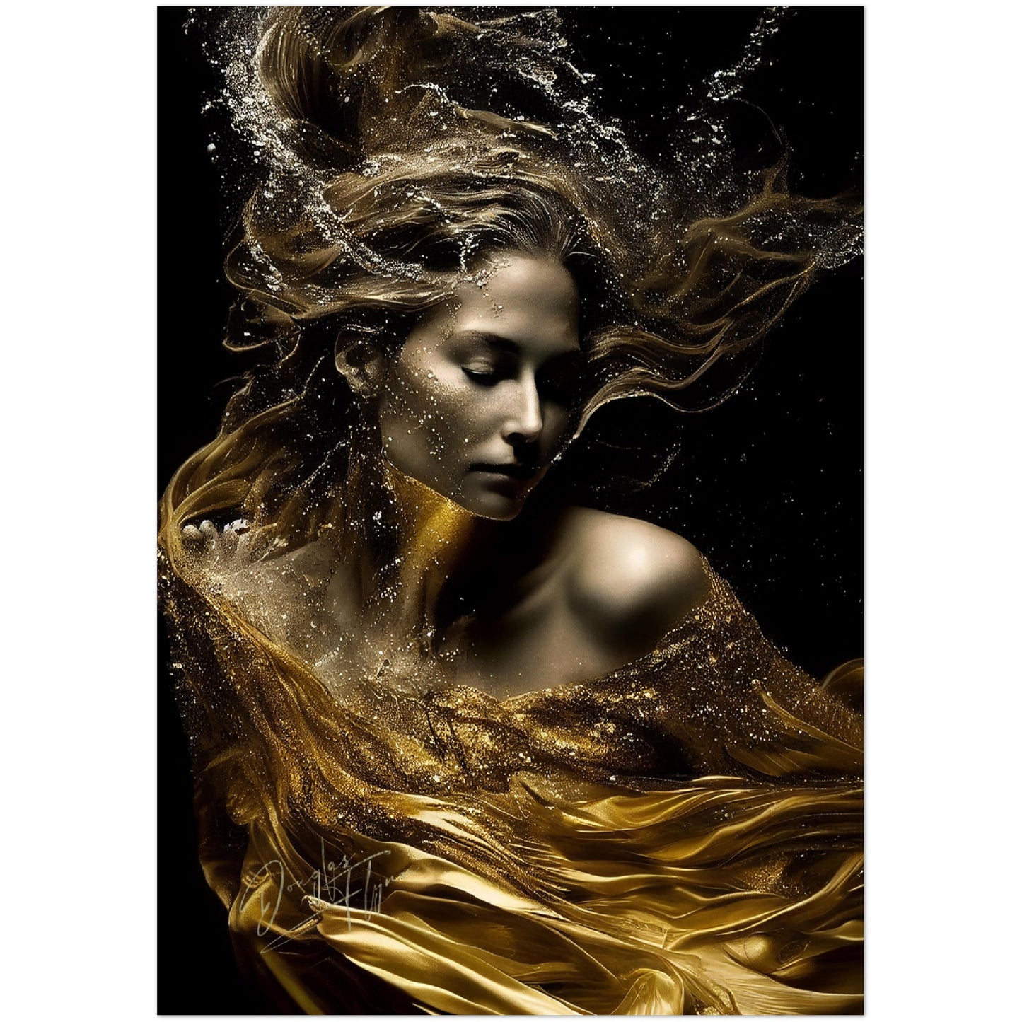 »Golden Mermaid Couture« retro poster