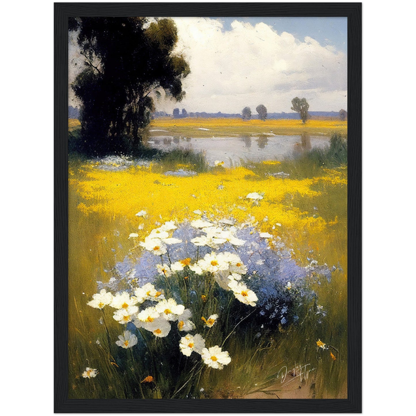 »Wildflowers And The Lake« retro poster