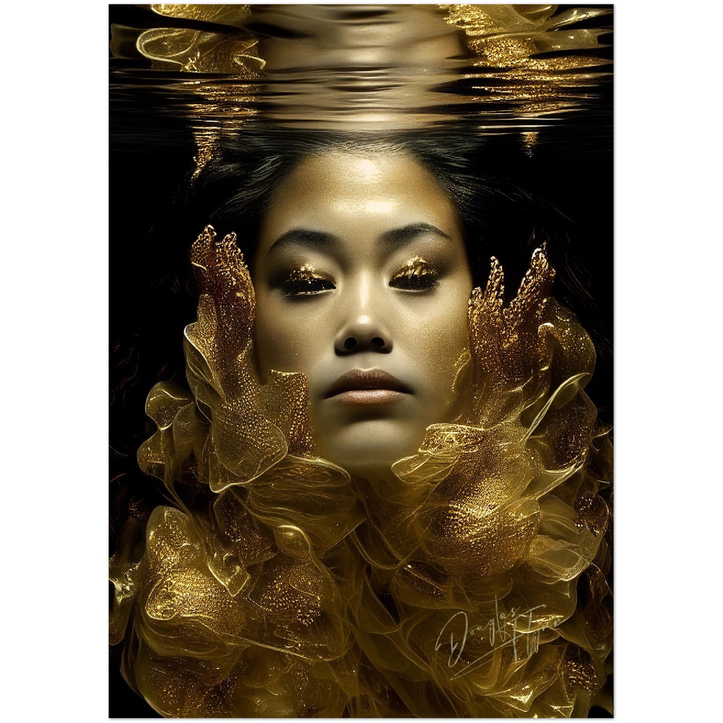 »Golden Mermaid Glamour« retro poster