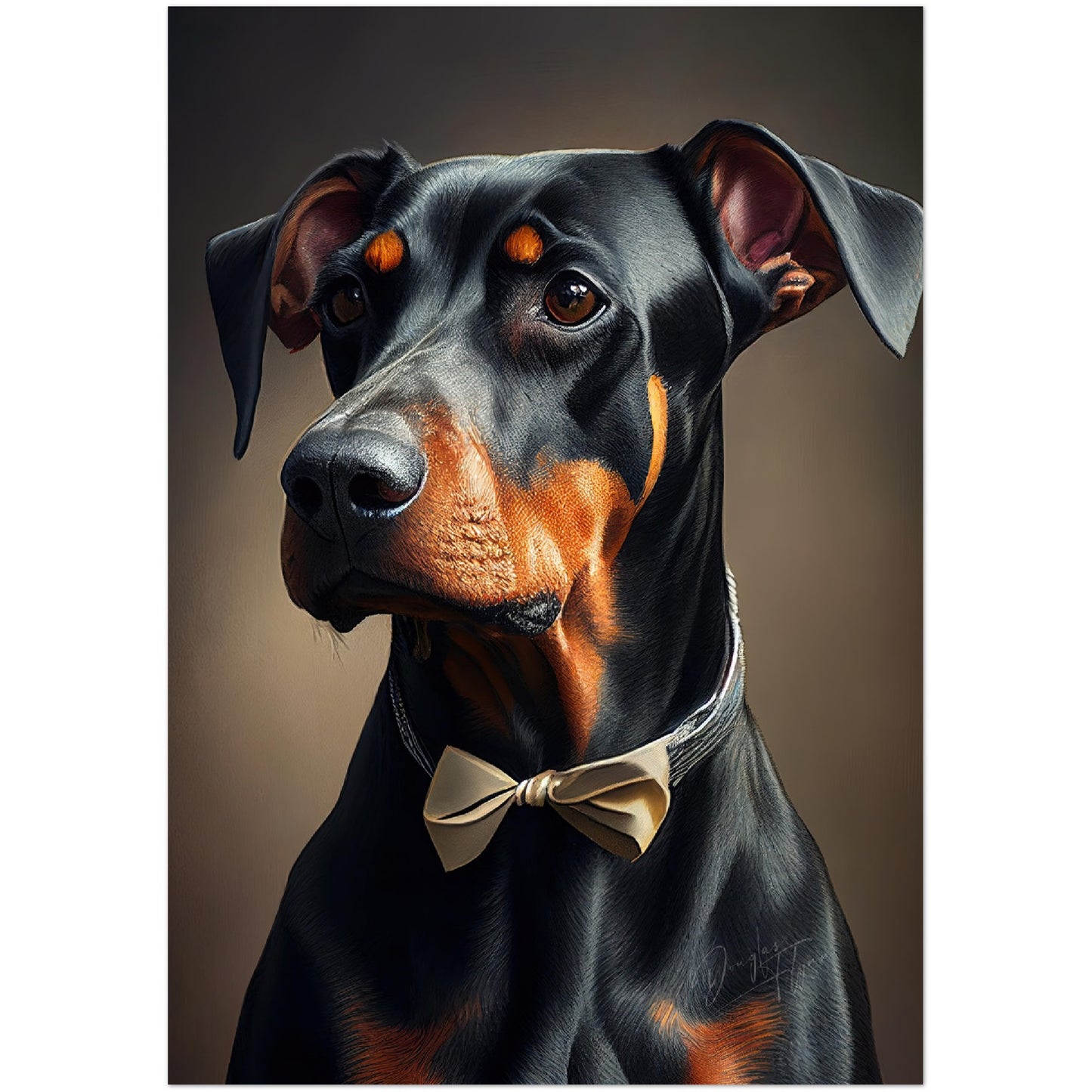 »Doberman Pinscher med rosett«