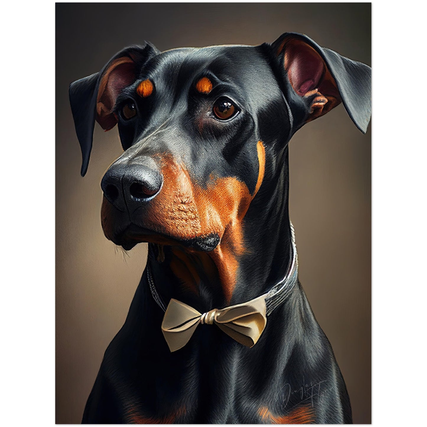 »Doberman Pinscher med rosett«