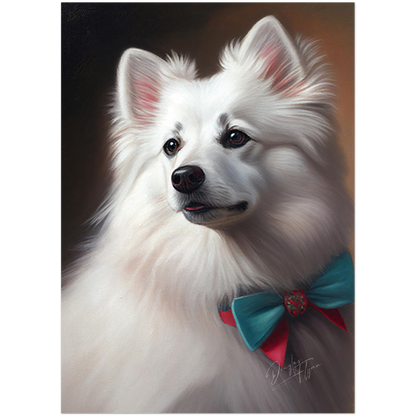 »American Eskimo Dog med rosett«