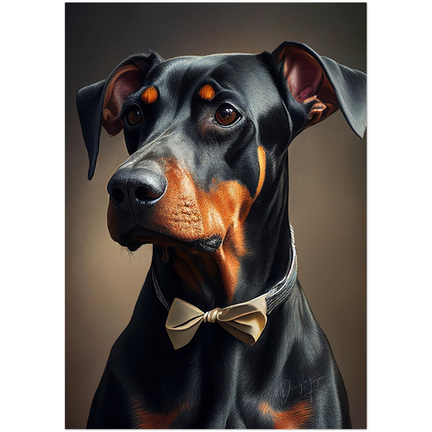 »Doberman Pinscher med rosett«