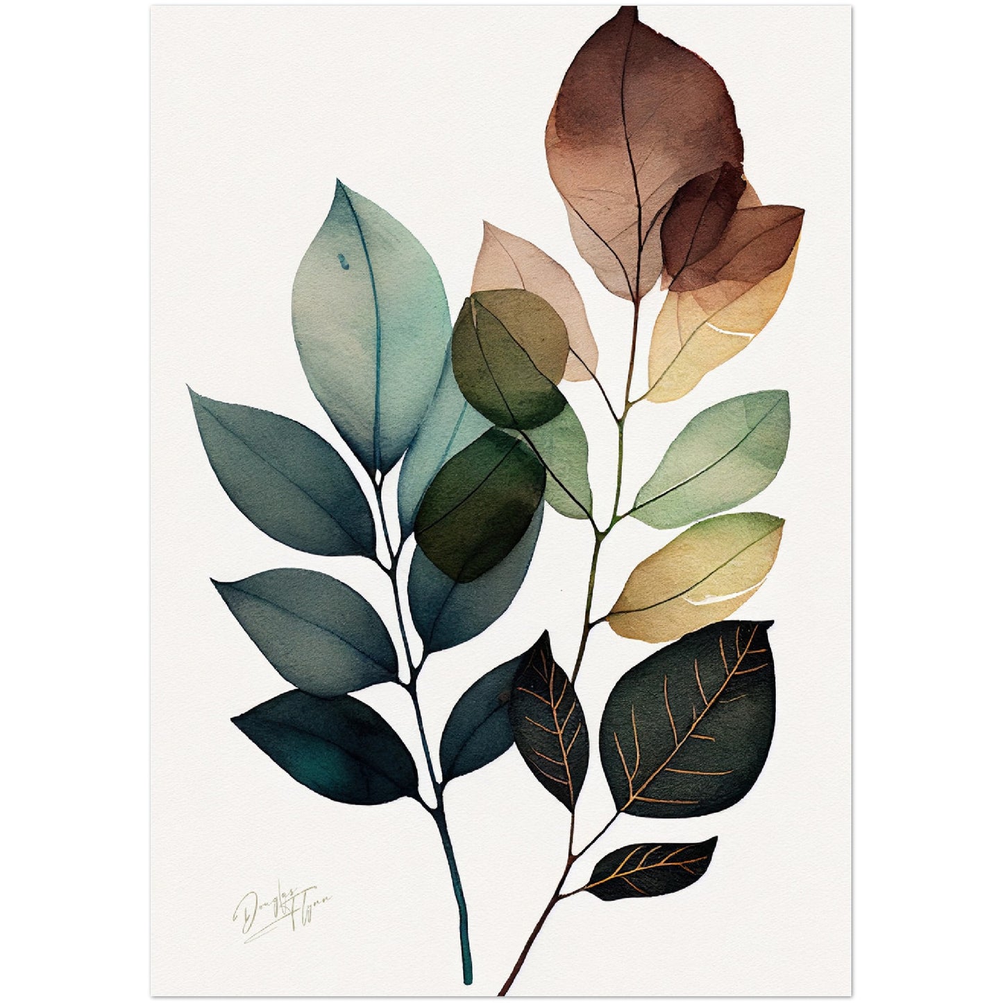 »Brushstrokes of Leaf Bliss« retro poster