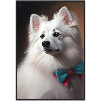 »American Eskimo Dog med rosett«