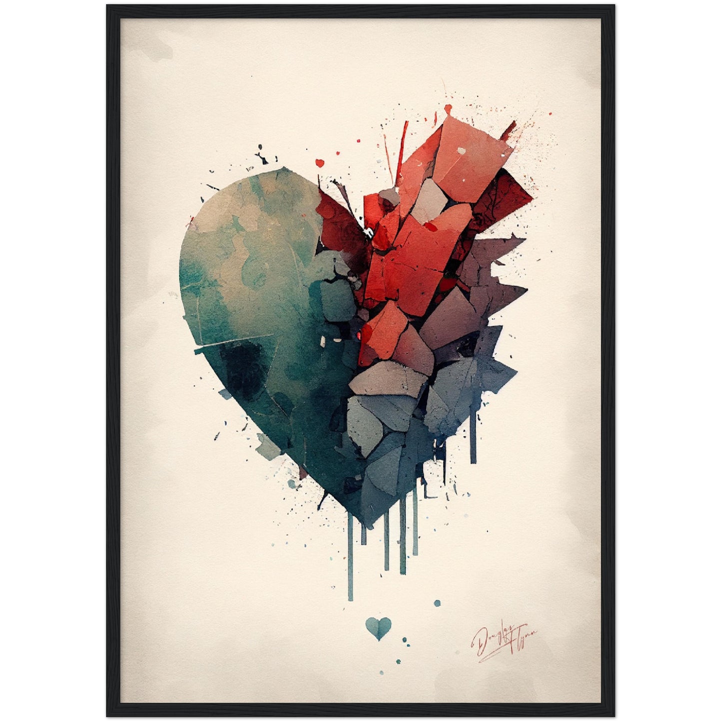 »Broken Heart, Dreams in Water and Pigment« retro poster