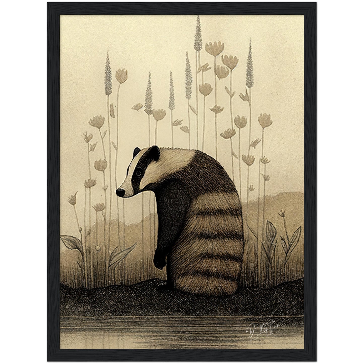 »Badger Nuzzle And Brood« retro poster