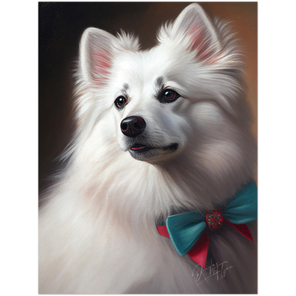 »American Eskimo Dog med rosett«